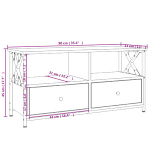 vidaXL Tv-bänk svart 90x33x45 cm konstruerat trä & järn - Bild 10