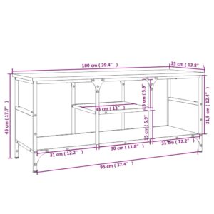 vidaXL Tv-bänk grå sonoma 100x35x45 cm konstruerat trä & järn - Bild 9