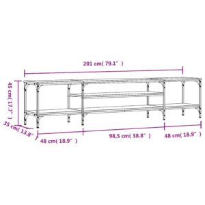 vidaXL Tv-bänk rökfärgad ek 201x35x45 cm konstruerat trä & järn - Bild 9