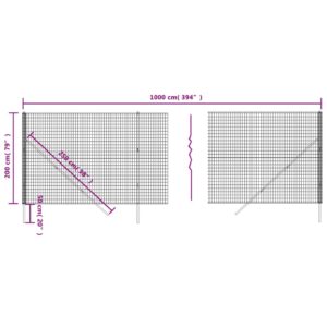 vidaXL Stängsel grön 2x10 m galvaniserat stål - Bild 5