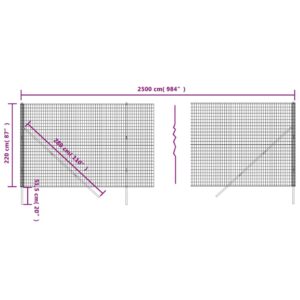 vidaXL Stängsel grön 2,2x25 m galvaniserat stål - Bild 5