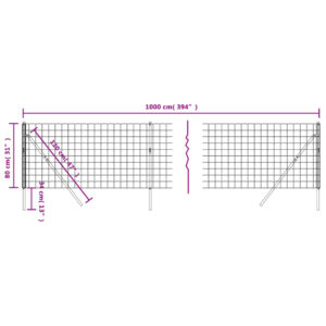 vidaXL Stängsel grön 0,8x10 m galvaniserat stål - Bild 5