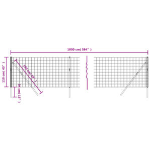 vidaXL Stängsel grön 1,1x10 m galvaniserat stål - Bild 5