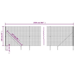 vidaXL Stängsel med markspett grön 1,4x25 m - Bild 5