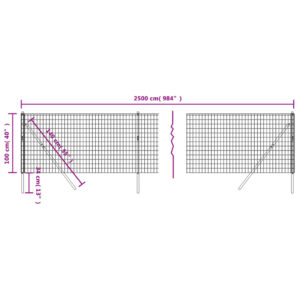 vidaXL Stängsel antracit 1x25 m galvaniserat stål - Bild 5