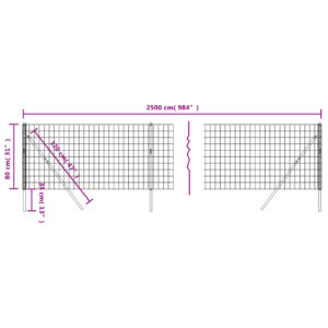 vidaXL Stängsel antracit 0,8x25 m galvaniserat stål - Bild 5