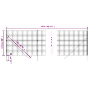 vidaXL Stängsel antracit 1,8x10 m galvaniserat stål - Bild 5