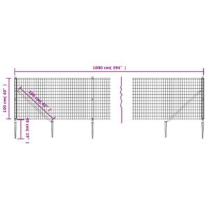 vidaXL Stängsel med markspett antracit 1x10 m - Bild 5