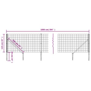 vidaXL Stängsel med markspett antracit 1,1x10 m - Bild 5