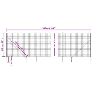 vidaXL Stängsel med markspett antracit 1,4x25 m - Bild 5