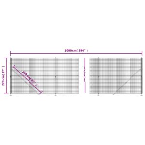 vidaXL Stängsel med stolpsko antracit 2,2x10 m - Bild 6