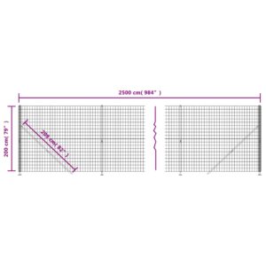 vidaXL Stängsel med stolpsko antracit 2x25 m - Bild 6