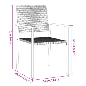 vidaXL Trädgårdsstolar 2 st svart 54x62,5x89 cm konstrotting - Bild 8