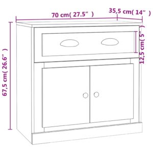 vidaXL Förvaringsskåp vit högglans 70x35,5x67,5 cm konstruerat trä - Bild 10