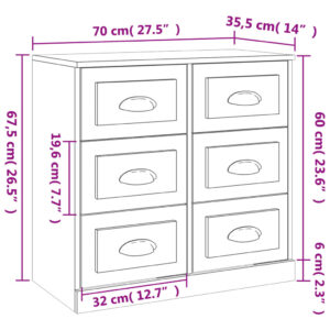 vidaXL Förvaringsskåp vit 70x35,5x67,5 cm konstruerat trä - Bild 10