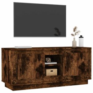 vidaXL Tv-bänk rökfärgad ek 102x35x45 cm konstruerat trä - Bild 4