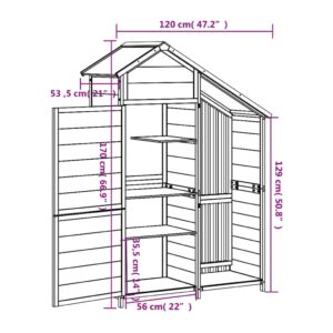 vidaXL Trädgårdsbod mocka-brun 120x53,5x170 cm massiv furu - Bild 8