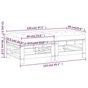 vidaXL Fotpallar med dynor för trädgården 2 st massiv douglasträ - Bild 10