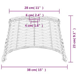 vidaXL Taklampskärm brun Ø38x23 cm korgmaterial - Bild 7