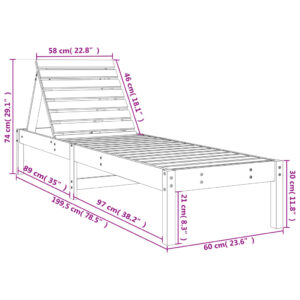 vidaXL Solsängar 2 st med bord svart massiv furu - Bild 9