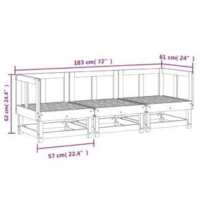 vidaXL Loungegrupp 3 delar svart massiv furu - Bild 7