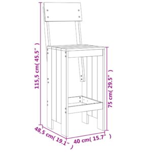 vidaXL Barpallar 2 st svart 40x48,5x115,5 cm massiv furu - Bild 9