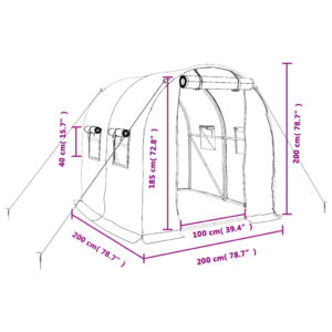 vidaXL Växthus med stålram grön 4 m² 2x2x2 m - Bild 12