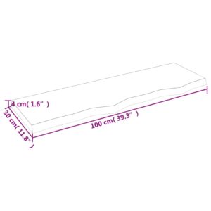 vidaXL Vägghylla mörkbrun 100x30x(2-4) cm behandlad massiv ek - Bild 4