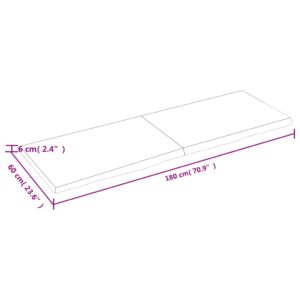 vidaXL Vägghylla mörkbrun 180x60x(2-6) cm behandlad massiv ek - Bild 6