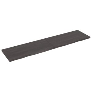 vidaXL Vägghylla mörkbrun 200x50x(2-4) cm behandlad massiv ek - Bild 2