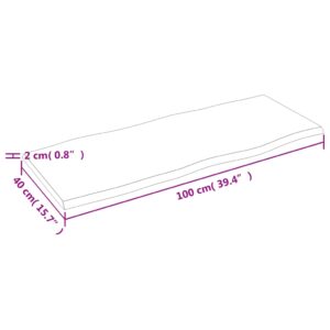 vidaXL Bordsskiva 100x40x2 cm obehandlad massiv ek levande kant - Bild 5