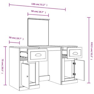 vidaXL Sminkbord med spegel betonggrå 130x50x132,5 cm - Bild 10