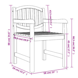 vidaXL Trädgårdsstolar 2 st 58x59x88 cm massiv teak - Bild 7