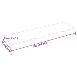 vidaXL Bänkskiva för badrum 100x30x(2-6) cm obehandlat massivt trä - Bild 5