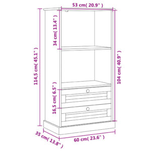 vidaXL Bokhylla VIGO grå 60x35x114,5 cm massiv furu - Bild 8