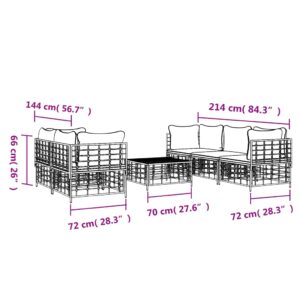 vidaXL Loungegrupp 6 delar med dynor antracit konstrotting - Bild 9