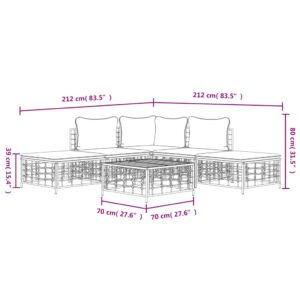 vidaXL Loungegrupp 6 delar med dynor antracit konstrotting - Bild 10