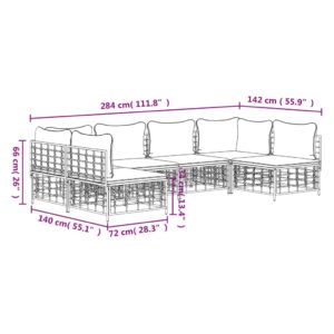 vidaXL Loungegrupp 6 delar med dynor antracit konstrotting - Bild 8