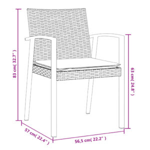 vidaXL Trädgårdsstolar 6 st med dynor brun 56,5x57x83 cm konstrotting - Bild 9