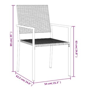 vidaXL Trädgårdsstolar 6 st svart 54x62,5x89 cm konstrotting - Bild 8