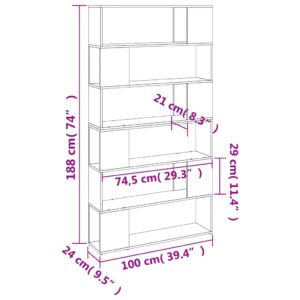 vidaXL Bokhylla/rumsavdelare brun ek 100x24x188 cm - Bild 8