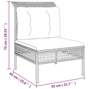 vidaXL Trädgårdssoffa med dynor 5 delar grå konstrotting - Bild 8