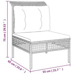 vidaXL Trädgårdssoffa med dynor 5 delar grå konstrotting - Bild 9