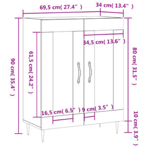 vidaXL Skåp vit 69,5x34x90 cm konstruerat trä - Bild 12