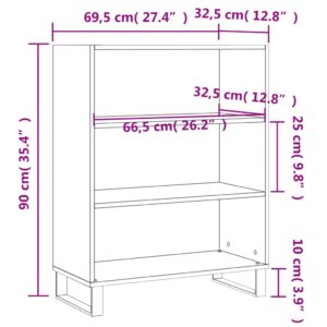 vidaXL Vägghylla vit högglans 69,5x32,5x90 cm konstruerat trä - Bild 9