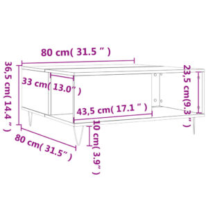 vidaXL Soffbord sonoma-ek 80x80x36,5 cm konstruerat trä - Bild 9