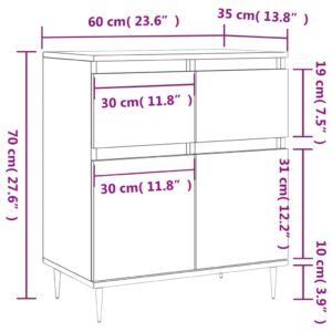 vidaXL Byrå betonggrå 60x35x70 cm konstruerat trä - Bild 11