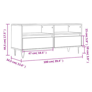 vidaXL Tv-bänk betonggrå 100x34,5x44,5 cm konstruerat trä - Bild 11