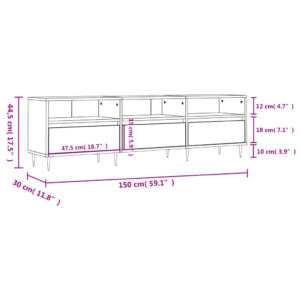 vidaXL Tv-bänk vit 150x30x44,5 cm konstruerat trä - Bild 11