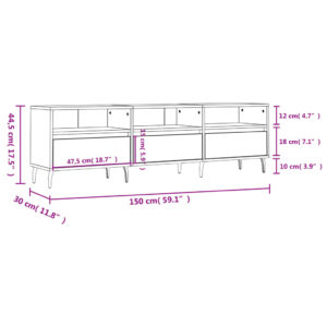 vidaXL Tv-bänk vit högglans 150x30x44,5 cm konstruerat trä - Bild 11